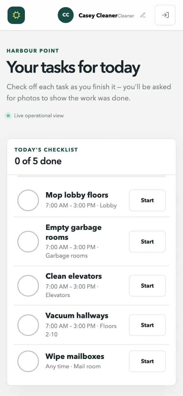 A cleaner's checklist for today