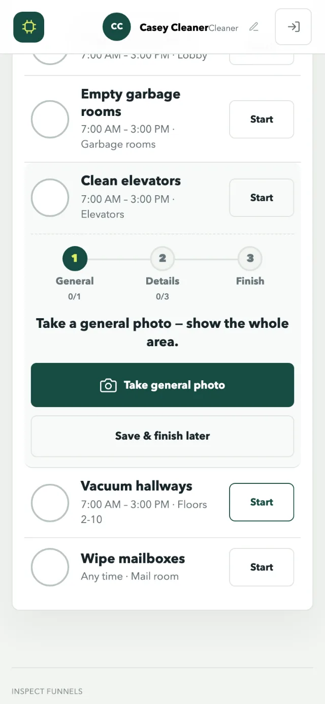 Taking the general photo for a task